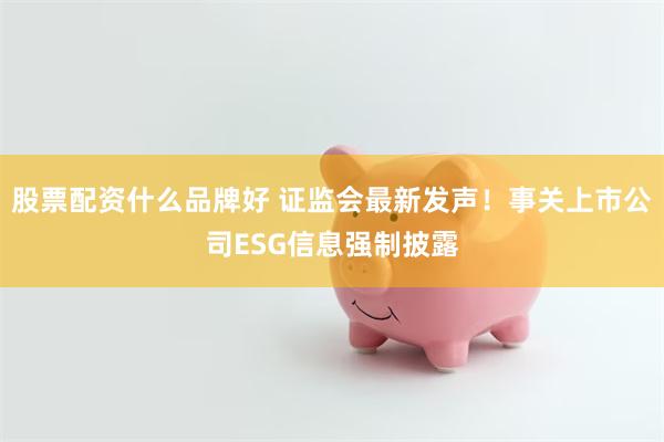 股票配资什么品牌好 证监会最新发声！事关上市公司ESG信息强制披露