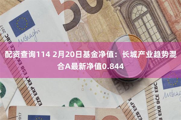 配资查询114 2月20日基金净值：长城产业趋势混合A最新净值0.844